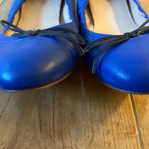 J.Crew Blue Leather Ballet Flats with Bow - Picture 11 of 11